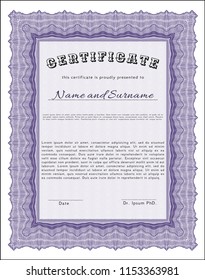 Violet Diploma. With guilloche pattern. Customizable, Easy to edit and change colors. Lovely design. 