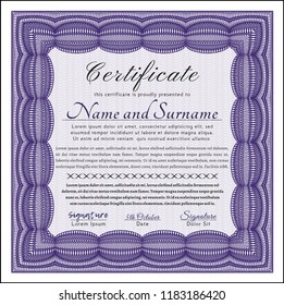 Violet Diploma. With guilloche pattern. Excellent design. Customizable, Easy to edit and change colors. 