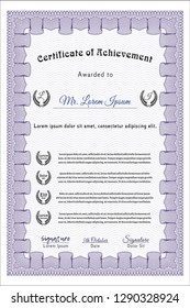 Violet Diploma. With linear background. Customizable, Easy to edit and change colors. Cordial design. 