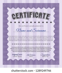 Violet Diploma. With linear background. Elegant design. Customizable, Easy to edit and change colors. 