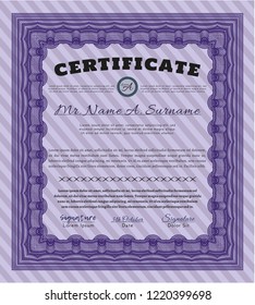 Violet Diploma. Modern design. Vector illustration. With quality background. 