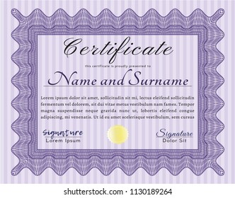 Violet Diploma. Money design. Detailed. With quality background. 