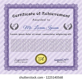 Violet Diploma. Money design. Vector illustration. Easy to print. 