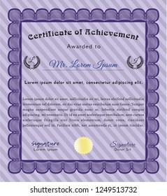 Violet Diploma. Money Pattern. Customizable, Easy to edit and change colors. With guilloche pattern and background. 
