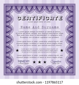 Violet Diploma. Money Pattern. Detailed. With linear background. 