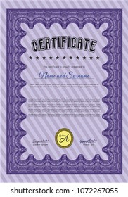 Violet Diploma. Nice design. With background. Detailed. 