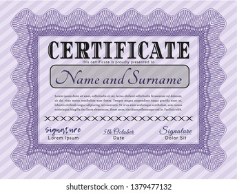 Violet Diploma. Perfect design. Customizable, Easy to edit and change colors. With background. 