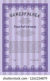 Violet Diploma. Printer friendly. Money Pattern. Detailed. 