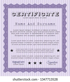 Violet Diploma. With quality background. Customizable, Easy to edit and change colors. Money Pattern design. 