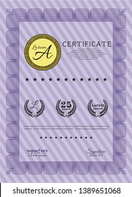 Violet Diploma. With quality background. Customizable, Easy to edit and change colors. Cordial design. 