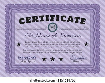Violet Diploma. With quality background. Detailed. Modern design. 