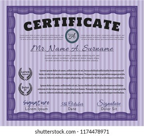 Violet Diploma. With quality background. Detailed. Modern design. 