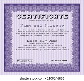 Violet Diploma. Retro design. Printer friendly. Vector illustration. 