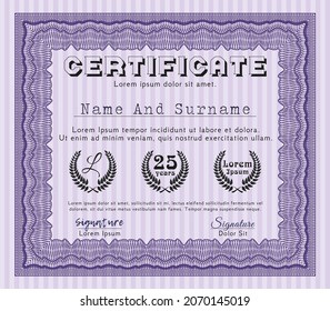 Violet Diploma.  Sophisticated design.  With linear background.  Customizable, Easy to edit and change colors. 