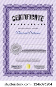 Violet Diploma. Sophisticated design. Vector illustration. Easy to print. 