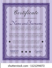Violet Diploma template. Beauty design. Detailed. Printer friendly. 