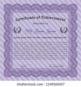 Violet Diploma template or certificate template. Customizable, Easy to edit and change colors. Complex background. Superior design. 