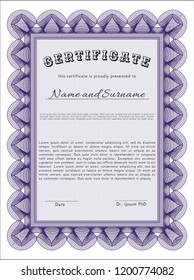 Violet Diploma template or certificate template. Customizable, Easy to edit and change colors. With quality background. Sophisticated design. 
