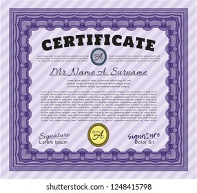 Violet Diploma template or certificate template. Customizable, Easy to edit and change colors. With quality background. Elegant design. 
