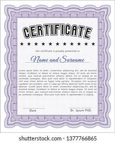 Violet Diploma template or certificate template. Customizable, Easy to edit and change colors. Printer friendly. Artistry design. 