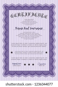 Violet Diploma template or certificate template. Detailed. Printer friendly. Superior design. 