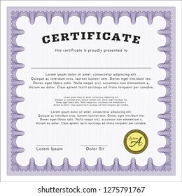 Violet Diploma template or certificate template. Elegant design. Easy to print. Detailed. 