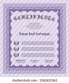 Violet Diploma template or certificate template. Excellent design. With linear background. Customizable, Easy to edit and change colors. 