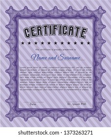 Violet Diploma template or certificate template. Lovely design. Customizable, Easy to edit and change colors. With linear background. 