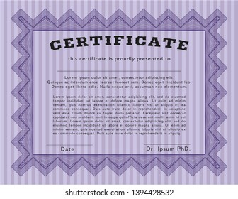 Violet Diploma template or certificate template. Money Pattern. With great quality guilloche pattern. Customizable, Easy to edit and change colors. 
