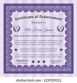 Violet Diploma template or certificate template. Nice design. Customizable, Easy to edit and change colors. With background. 