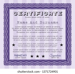 Violet Diploma template or certificate template. Nice design. With quality background. Detailed. 