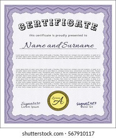 Violet Diploma template or certificate template. Perfect design. Printer friendly. Customizable, Easy to edit and change colors. 