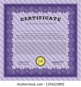 Violet Diploma template or certificate template. With quality background. Detailed. Superior design. 