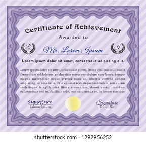 Violet Diploma template or certificate template. With quality background. Excellent design. Customizable, Easy to edit and change colors. 