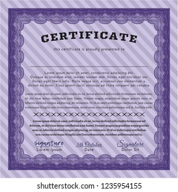 Violet Diploma template. With complex background. Detailed. Beauty design. 