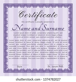 Violet Diploma template. With complex background. Customizable, Easy to edit and change colors. Money design. 