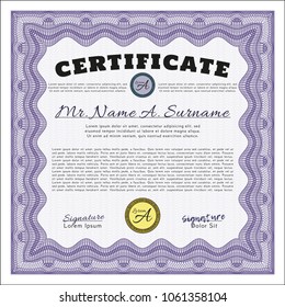  Violet Diploma template. Cordial design. Easy to print. Customizable, Easy to edit and change colors. 