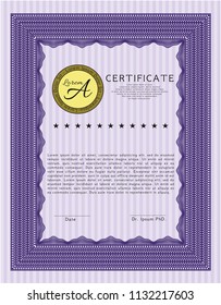 Violet Diploma template. Customizable, Easy to edit and change colors. With quality background. Sophisticated design. 