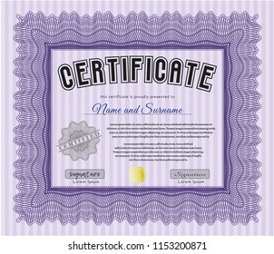 Violet Diploma template. Customizable, Easy to edit and change colors. With background. Sophisticated design. 