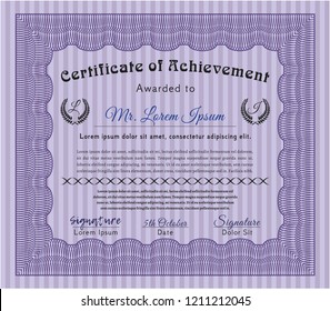 Violet Diploma template. Customizable, Easy to edit and change colors. With guilloche pattern. Nice design. 