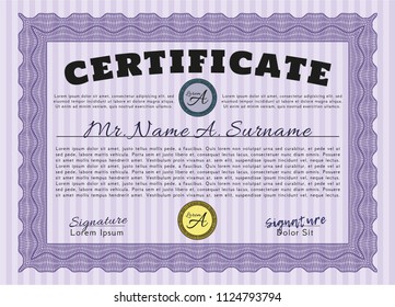 Violet Diploma template. Easy to print. Customizable, Easy to edit and change colors. Perfect design. 