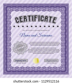Violet Diploma template. Easy to print. Cordial design. Detailed. 