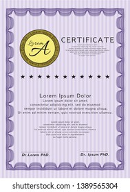 Violet Diploma template. Easy to print. Sophisticated design. Customizable, Easy to edit and change colors. 
