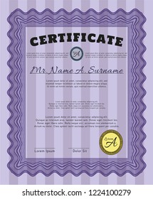Violet Diploma template. Elegant design. Printer friendly. Customizable, Easy to edit and change colors. 