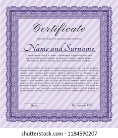 Violet Diploma template. Excellent design. Customizable, Easy to edit and change colors. With background. 