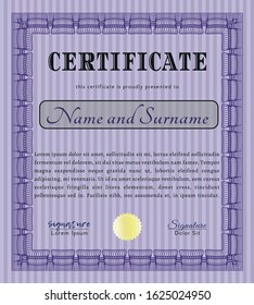 Violet Diploma template. Good design. Detailed. With complex background. 