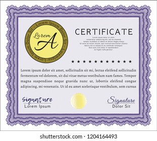 Violet Diploma template. With linear background. Customizable, Easy to edit and change colors. Good design. 