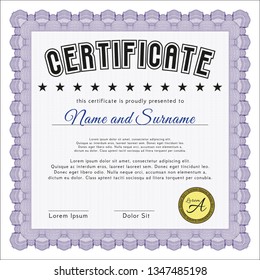 Violet Diploma template. With linear background. Sophisticated design. Customizable, Easy to edit and change colors. 