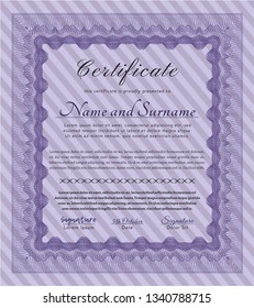 Violet Diploma template. Printer friendly. Money Pattern. Customizable, Easy to edit and change colors. 