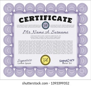 Violet Diploma template. Printer friendly. Customizable, Easy to edit and change colors. Perfect design. 